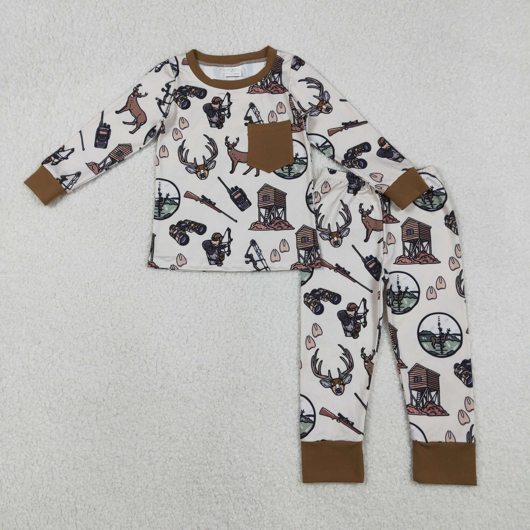 Baby Boys Deer Hunting Pocket Top Pant Pajamas Set