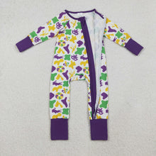 Load image into Gallery viewer, Baby Boys Camo Crayfishes Mardigras Zipper Footie Rompers
