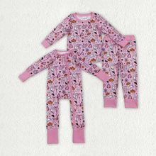 Load image into Gallery viewer, Sibling Baby Girls Pink Ghosts Pumpkins Halloween Rompers Pajamas Sets

