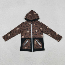 Load image into Gallery viewer, Baby Boys Brown Bull Skulls Pocket Zipper Western Hoodies Jackets Top
