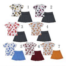 Load image into Gallery viewer, Sibling Baby Girls Cheer Plaid Shirts Top Yoga Skorts Team Sets
