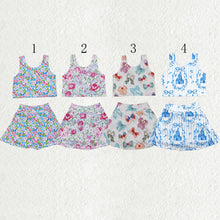 Load image into Gallery viewer, Sibling Baby Girls Flowers Bows Sleeveless Athletic Skorts Sets Dresses
