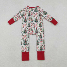 Load image into Gallery viewer, Sibling Baby Boys Christmas Trees Soldiers Gifts Top Pants Pajamas Sets Zipper Footie Rompers
