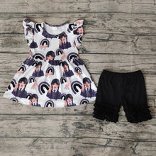 Load image into Gallery viewer, Baby Girls Black Movie Pearl Tunic Shorts Sets
