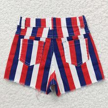 Load image into Gallery viewer, Baby Girls 4th Of July Sibling Sister Denim Shorts
