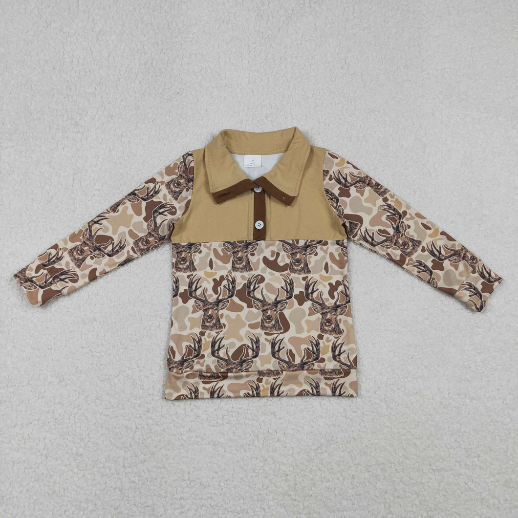 Baby Boys Khaki Camo Deer Button Hunting Pullovers Top
