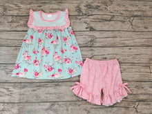 Load image into Gallery viewer, Baby Girls Blue Floral Bib Top Summer Shorts Sets
