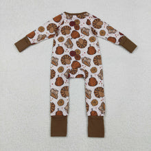 Load image into Gallery viewer, Baby Boys Pie Turkey Pumpkins Thanksgiving Zipper Footie Rompers
