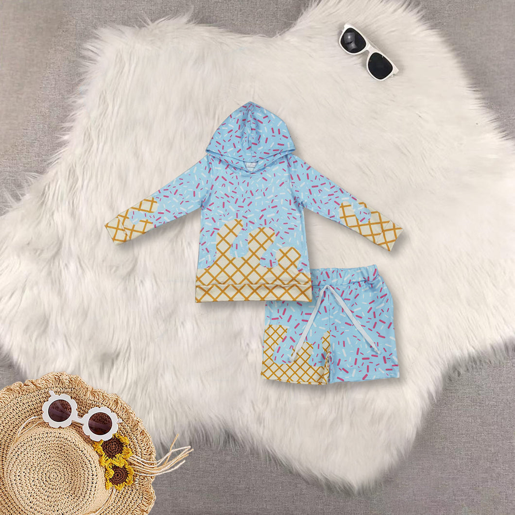 Baby Boys Blue Drip Spinkles Long Sleeves Hoodie Shorts Team Clothes Sets