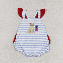 Load image into Gallery viewer, Baby Girls 4th Of July Dog Flag Sibling Rompers Clothing Sets
