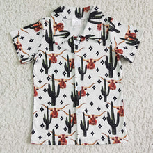 Load image into Gallery viewer, Baby Boys Western Summer Sibling Button Ups Short Sleeve Shirts Tops

