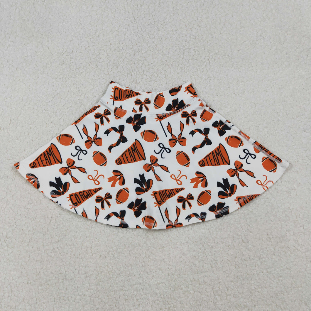 Baby Girls Orange Black Bows Go Team Yoga Skirt Shorts Bottom