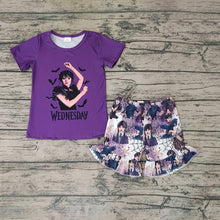 Load image into Gallery viewer, Baby Girls Black Movie Ruffle Shorts Sets
