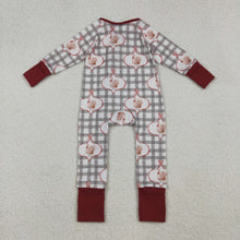 Load image into Gallery viewer, Baby Boys Turkey Checked Thanksgiving Zipper Footie Rompers
