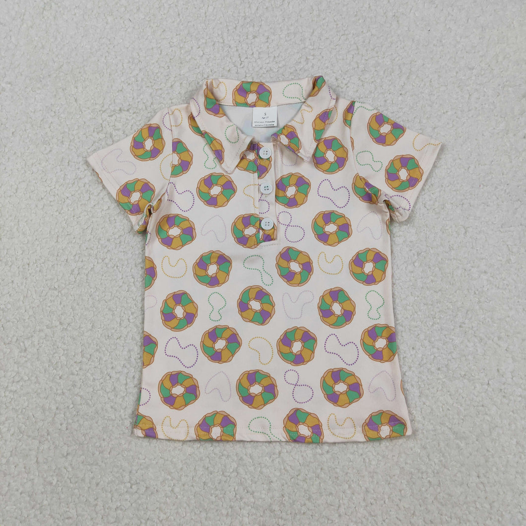 Baby Boys Mardigras Donuts Plaid Button Polo Shirts Top