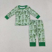 Load image into Gallery viewer, Sibling Baby Girls Green Clovers Bows Top Pants St Patrick Pajamas Sets Zipper Rompers
