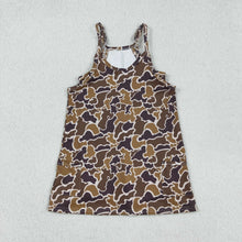 Load image into Gallery viewer, Baby Girls Strap Brown Camo Pockets Shorts Yoga Active Knee Length Dresses
