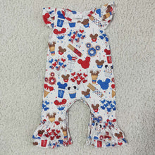 Load image into Gallery viewer, Baby girls castle 4th of July rompers
