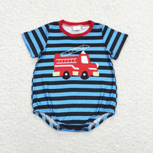Load image into Gallery viewer, Baby Boys Short Sleeve Firetruck Shirts Shorts Rompers Brother Clothes Sets
