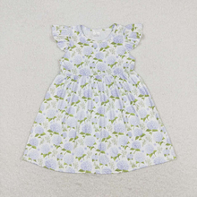 Load image into Gallery viewer, Baby Girls Blue Flowers Sibling Sister Dresses Clothes Sets
