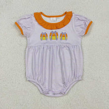 Load image into Gallery viewer, Sibling Baby Girls Embroidery Bows Candy Stripe Pockets Halloween Knee Length Dresses Rompers
