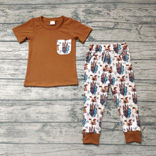 Load image into Gallery viewer, Baby Boys Brown Tee Shirt Pants Sets
