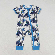 Load image into Gallery viewer, Baby Boys Blue Motobike Sibling Rompers Pajamas Clothes Sets
