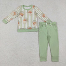 Load image into Gallery viewer, Baby Boys Green Stripe Long Sleeves Santa Top Pockets Legging Pant Christmas Clothes Set
