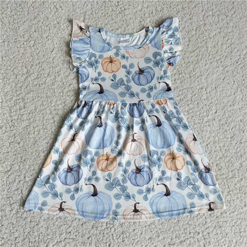 Baby girls blue pumpkin pearl dresses 230602