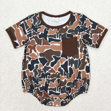 Load image into Gallery viewer, Baby Infant Boys Brown Camo Sibling Rompers
