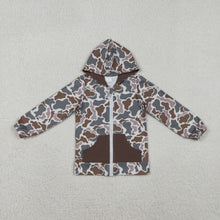 Load image into Gallery viewer, Baby Boys Brown Camo Pockets Zipper Southern Hoodies Jackets Top

