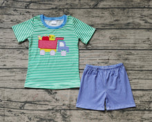 Load image into Gallery viewer, Baby Boys Short Sleeve Back To School Truck Top Shorts Clothes Sets

