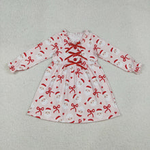 Load image into Gallery viewer, Sibling Baby Girls Bows Santa Button Tunic Leggings Christmas Clothes Set Knee Length Dress

