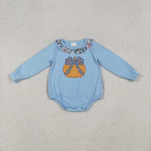 Load image into Gallery viewer, Sibling Embroidery Pumpkins Baby Girls Top Bell Bottom Pant Fall Clothes Sets Ruffle Rompers
