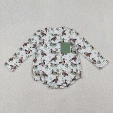 Load image into Gallery viewer, Baby Boys Long Sleeve Green Ducks Pocket Southern Rompers
