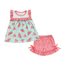 Load image into Gallery viewer, Pink watermelon dots ruffles Shorts sets
