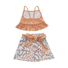 Load image into Gallery viewer, Baby Girls Baseball Stripe Top Belt Shorts Clothes Sets
