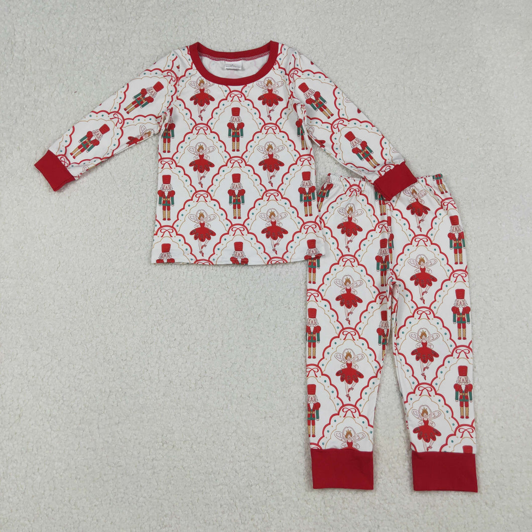 Baby Girls Bows Soldiers Checked Top Pant Christmas Pajamas Sets