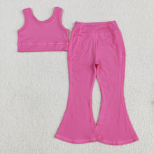 Load image into Gallery viewer, Sibling 3 Colors Baby Girls Yoga Vest Bell Bottom Pants Active Wear Outfits
