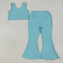 Load image into Gallery viewer, Sibling 3 Colors Baby Girls Yoga Vest Bell Bottom Pants Active Wear Outfits
