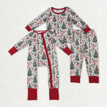 Load image into Gallery viewer, Sibling Baby Boys Christmas Trees Soldiers Gifts Top Pants Pajamas Sets Zipper Footie Rompers
