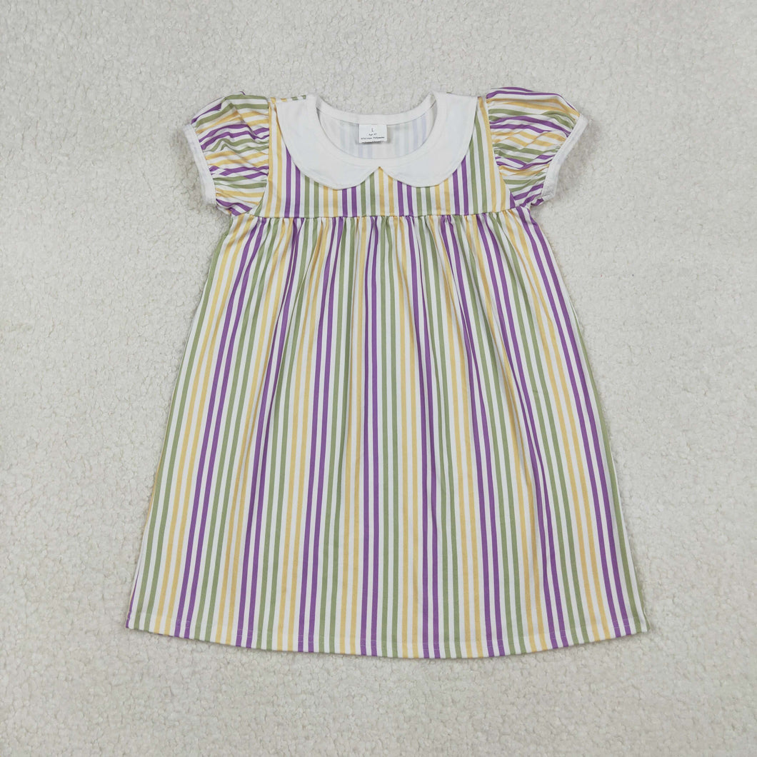 Baby Girls Mardigras Stripes Collar Knee Length Dresses