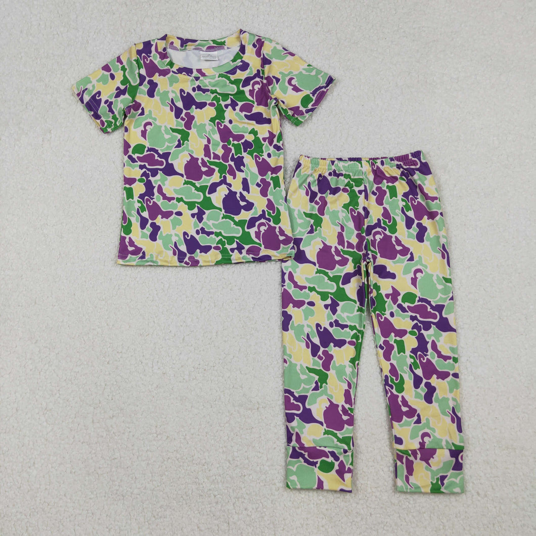 Baby Boys Mardigras Camo Short Sleeve Pant Pajamas Sets