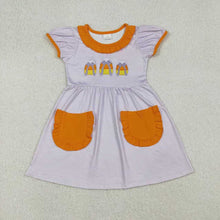 Load image into Gallery viewer, Sibling Baby Girls Embroidery Bows Candy Stripe Pockets Halloween Knee Length Dresses Rompers
