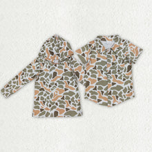 Load image into Gallery viewer, Sibling Baby Boys Green Khaki Camo Long Sleeve Hooded Shirts Tops
