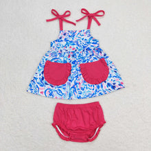 Load image into Gallery viewer, Baby Girls Blue Grasses Summer Sibling Boys Shorts Clothes Sets
