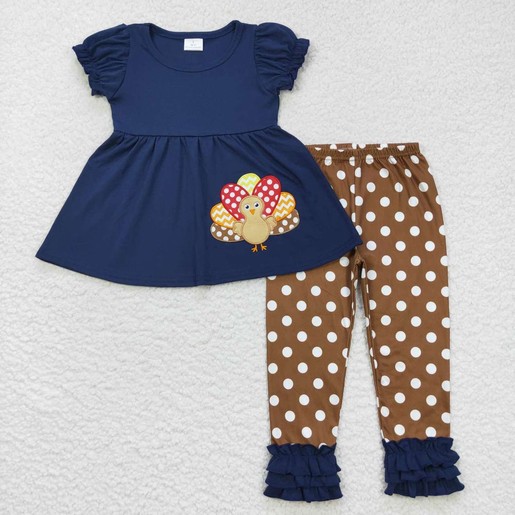 Baby Girls Thanksgiving Sibling Turkey Fall Clothes Sets
