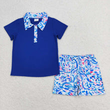 Load image into Gallery viewer, Baby Girls Blue Grasses Summer Sibling Boys Shorts Clothes Sets
