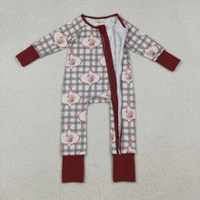 Load image into Gallery viewer, Baby Boys Turkey Checked Thanksgiving Zipper Footie Rompers
