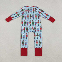 Load image into Gallery viewer, Sibling Baby Boys Girls Soldiers Checked Christmas Ruffle Knee Length Dress Pajamas Sets Footie Rompers
